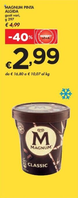 Bennet MAGNUM PINTA ALGIDA gusti vari, g 297 offerta