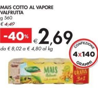 Bennet MAIS COTTO AL VAPORE VALFRUTTA g 560 offerta