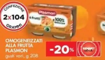 Bennet Omogeneizzati Alla Frutta Plasmon g 208 offerta