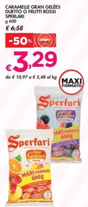 Bennet CARAMELLE GRAN GELÉES DUETTO O FRUTTI ROSSI SPERLARI g 600 offerta