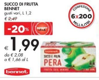 Bennet SUCCO DI FRUTTA BENNET gusti vari, L 1,2 offerta