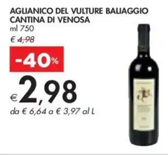 Bennet AGLIANICO DEL VULTURE BALIAGGIO CANTINA DI VENOSA ml 750 offerta