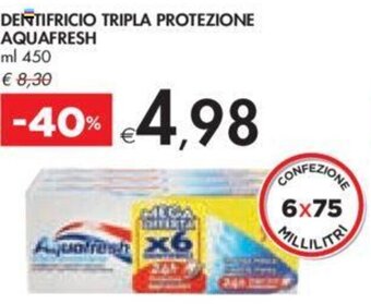 Bennet DENTIFRICIO TRIPLA PROTEZIONE AQUAFRESH ml 450 offerta