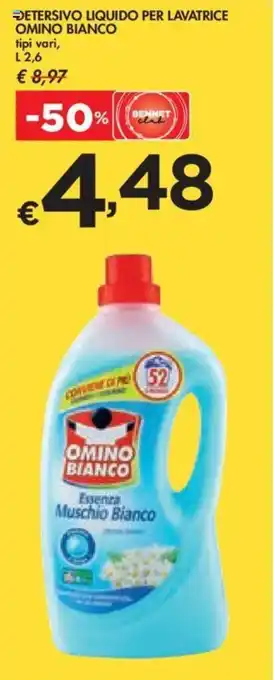 Bennet DETERSIVO LIQUIDO PER LAVATRICE OMINO BIANCO 2,6 l offerta