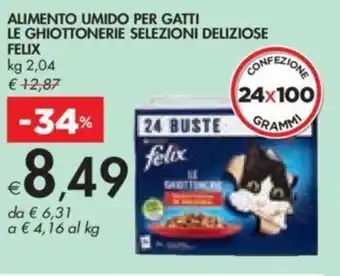ALIMENTO UMIDO PER GATTI LE GHIOTTONERIE SELEZIONI DELIZIOSE FELIX kg 2,04