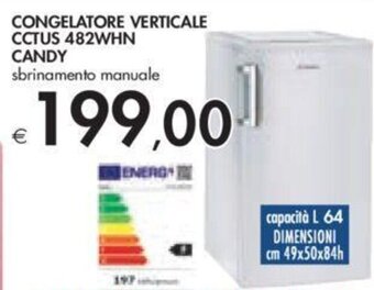 CONGELATORE VERTICALE CCTUS 482WHN CANDY