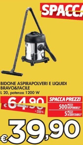 Bennet BIDONE ASPIRAPOLVERI E LIQUIDI BRAVO&FACILE offerta