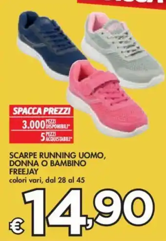 Bennet SCARPE RUNNING UOMO, DONNA O BAMBINO FREEJAY offerta