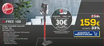 Hoover Scopa ricaricabile senza filo H-FREE 100 HF 122GPT 011