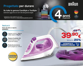 Braun TexStyle 3 Ferro da stiro a vapore. S13030PU