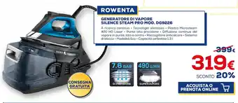 Euronics ROWENTA GENERATORE DI VAPORE SILENCE STEAM PRO MOD. DG9226 offerta