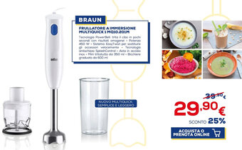 Euronics BRAUN FRULLATORE A IMMERSIONE MULTIQUICK 1 MQ10.201M offerta