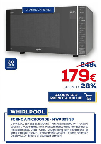 Euronics WHIRLPOOL FORNO A MICROONDE - MWP 303 SB offerta
