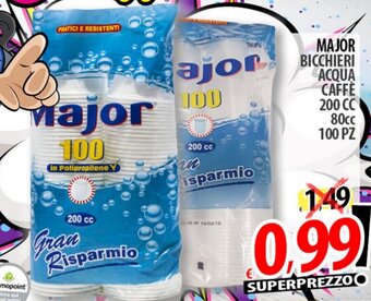 Il Genio Supermercato MAJOR BICCHIERI ACQUA CAFFÈ 200 CC 80cc 100 PZ offerta