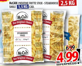 Il Genio Supermercato McCAIN PATATINE FRITTE STICK-STEAKHOUSE SMILE 1,5 KG CAD. offerta