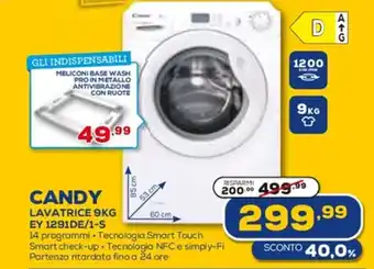 Euronics CANDY LAVATRICE 9KG EY 1291DE/1-S offerta