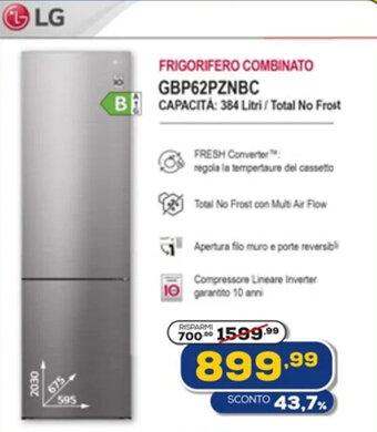LG FRIGORIFERO COMBINATO GBP62PZNBC