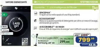 Euronics Samsung Lavatrice con Intelligenza Artificiale WW11BB744DGB offerta