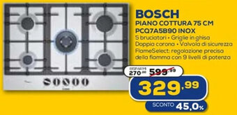 BOSCH PIANO COTTURA 75 CM PCQ7A5B90 INOX