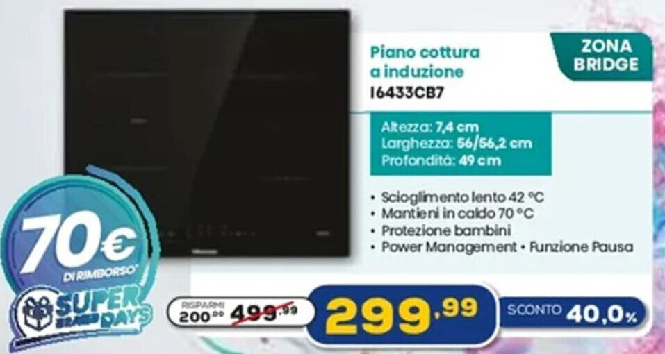 Euronics Hisense Piano cottura a induzione I6433CB7 offerta