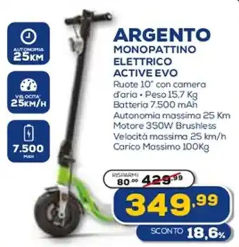 Euronics ARGENTO ΜΟΝΟΡΑΤΤΙΝΟ ELETTRICO ACTIVE EVO offerta