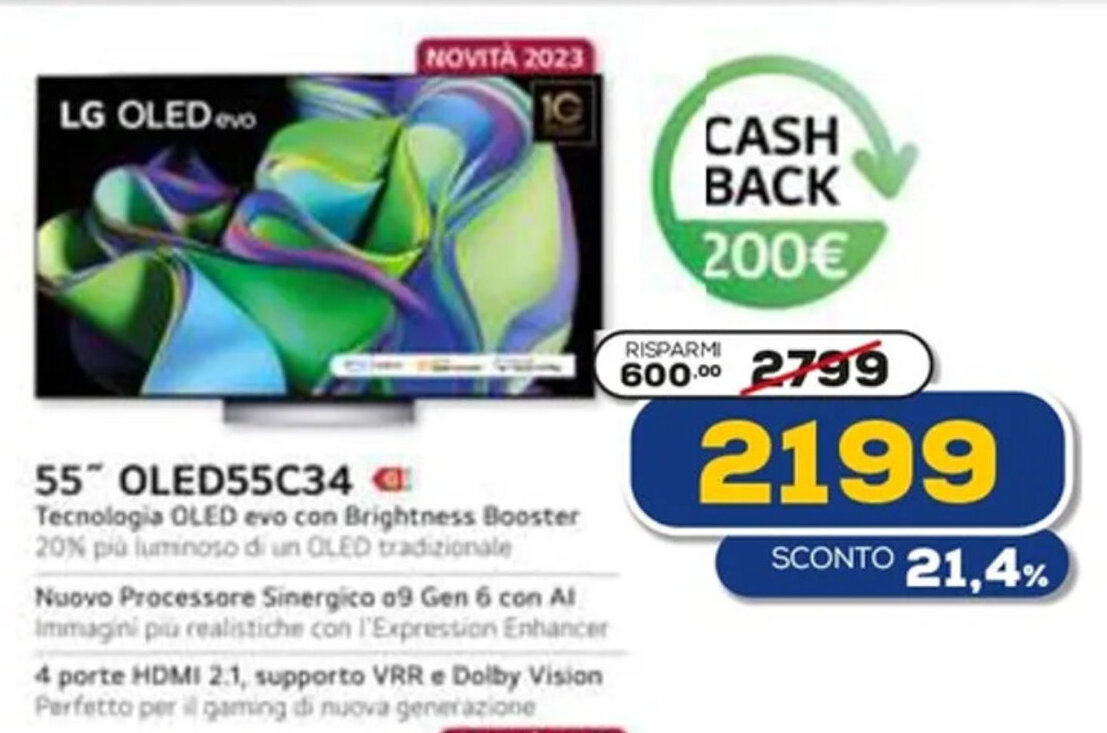 Euronics LG 55" OLED55C34 offerta