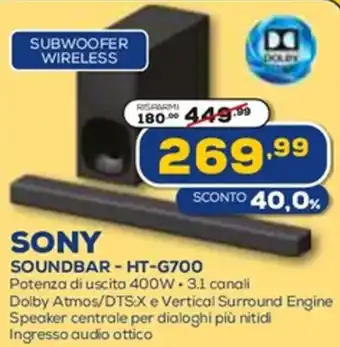 Euronics SONY SOUNDBAR - HT-G700 offerta
