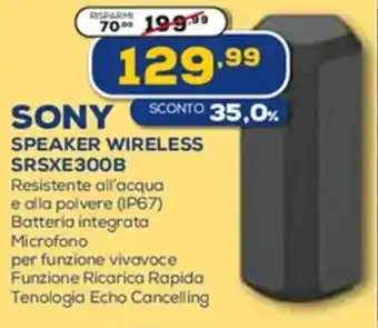 Euronics SONY SPEAKER WIRELESS SRSXE300B offerta