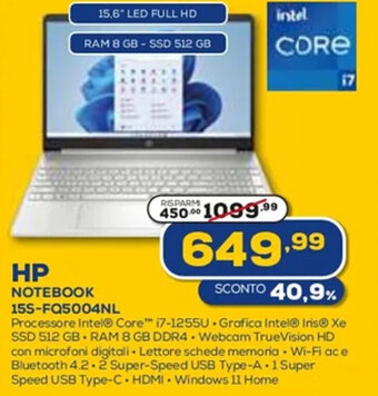 Euronics HP NOTEBOOK 15S-FQ5004NL offerta