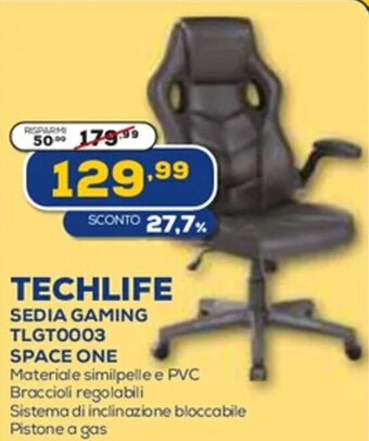 Euronics TECHLIFE SEDIA GAMING TLGT0003 SPACE ONE offerta