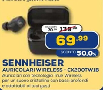 SENNHEISER AURICOLARI WIRELESS-CX200TW1B