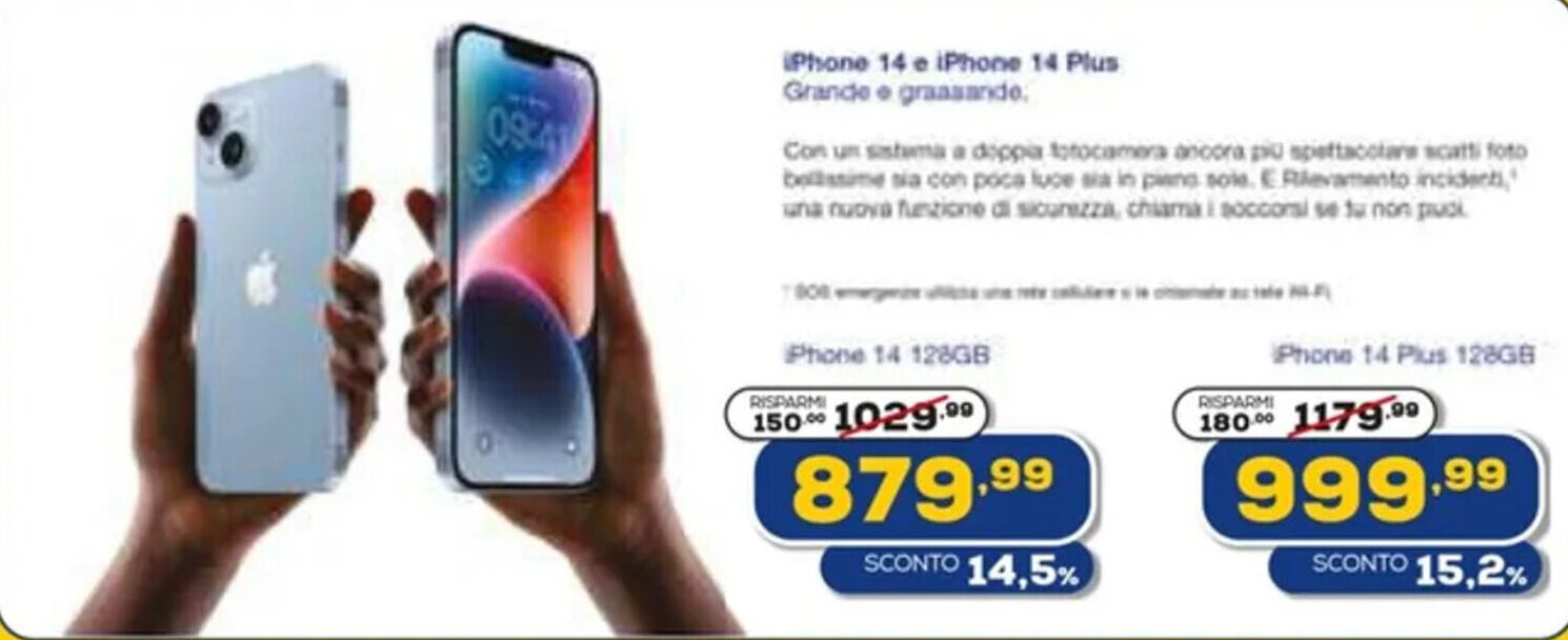 Euronics iPhone 14 128GB offerta