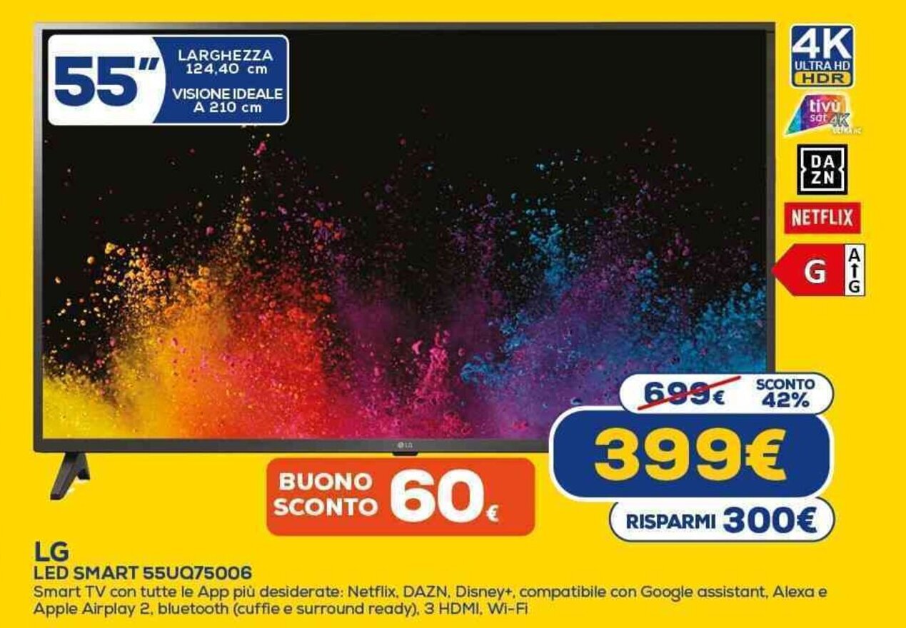 Euronics LG LED SMART 55UQ75006 offerta