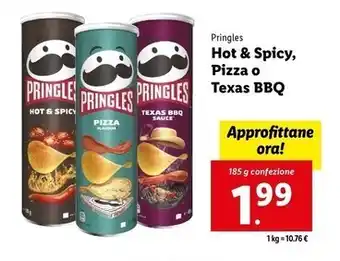 Lidl Pringles hot & spicy, pizza o texas bbq offerta