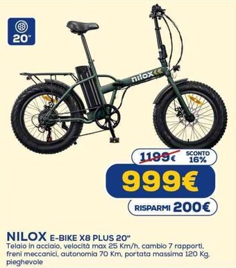 Euronics NILOX E-BIKE X8 PLUS 20" offerta