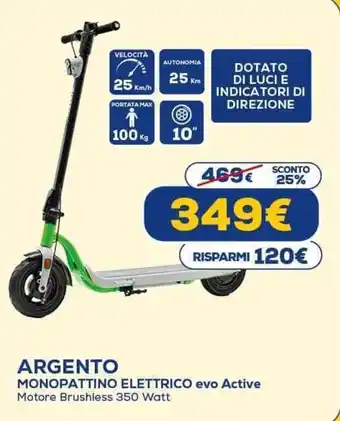 Euronics ARGENTO MONOPATTINO ELETTRICO evo Active offerta