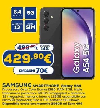 Euronics SAMSUNG SMARTPHONE Galaxy A54 offerta