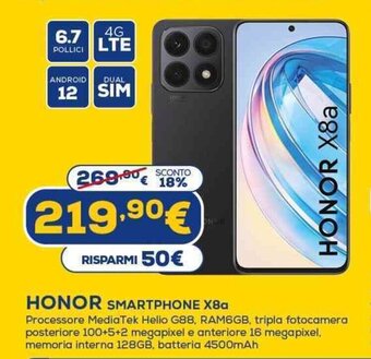 Euronics HONOR SMARTPHONE X8a offerta