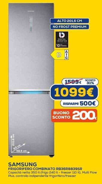 Euronics SAMSUNG FRIGORIFERO COMBINATO RB36R8839SR offerta
