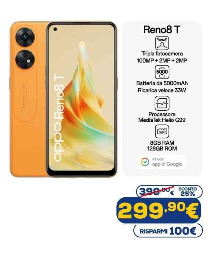 Euronics oppo Reno8 T offerta