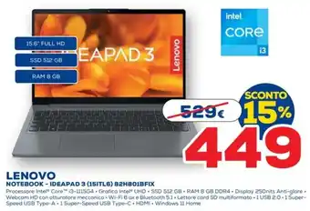 Euronics LENOVO NOTEBOOK - IDEAPAD 3 (15ITL6) 82H801BFIX offerta