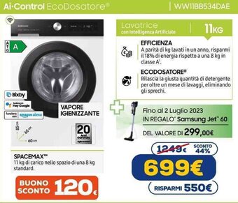 Samsung Lavatrice con Intelligenza Artificiale WW11BB534DAE