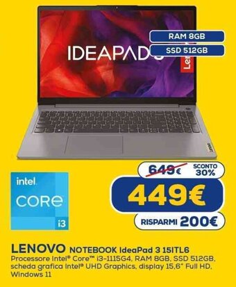 LENOVO NOTEBOOK IdeaPad 3 151TL6