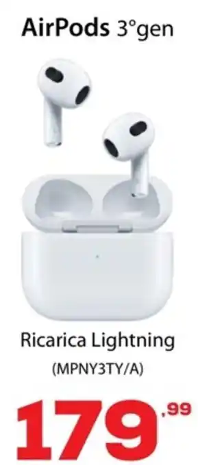 Euronics AirPods 3ºgen Ricarica Lightning (MPNY3TY/A) offerta