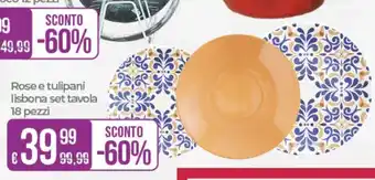 Rose e tulipani lisbona set tavola 18 pezzi