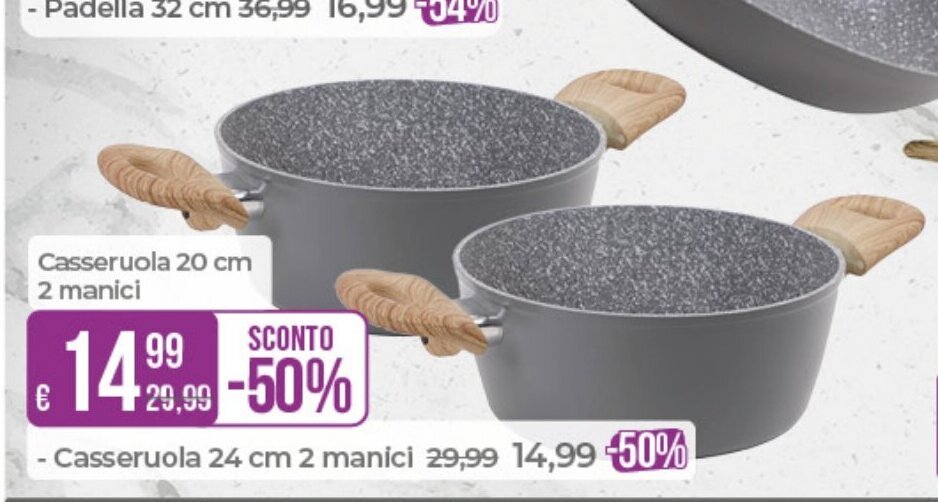 Portobello Casseruola 20 cm 2 manici offerta