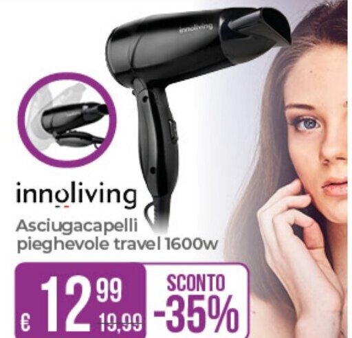 Portobello Asciugacapelli pieghevole travel 1600w offerta