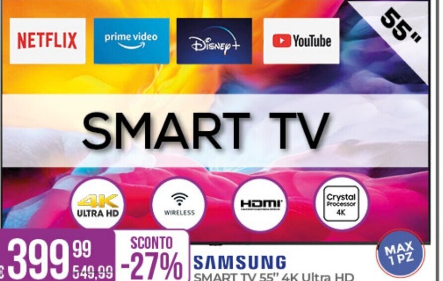 Portobello Samsung SMART TV 55" 4K Ultra HD offerta