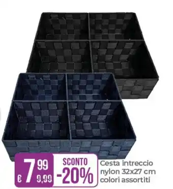 Cesta intreccio nylon 32x27 cm colori assortiti