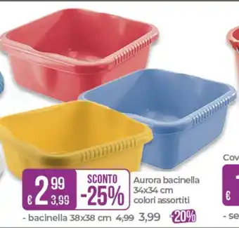 Aurora bacinella 34x34 cm colori assortiti